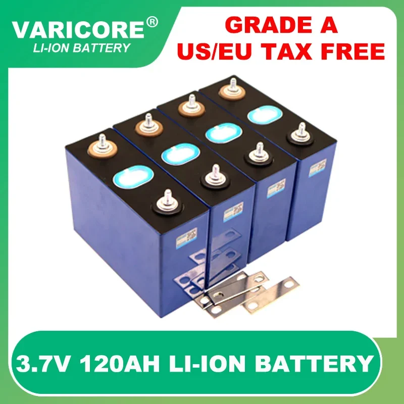 4-8pcs 3.7v 120Ah Lithium battery Large single Power cell for 3s 12v 24v 36v 48v Inverter Off-grid Solar Wind Tax Free