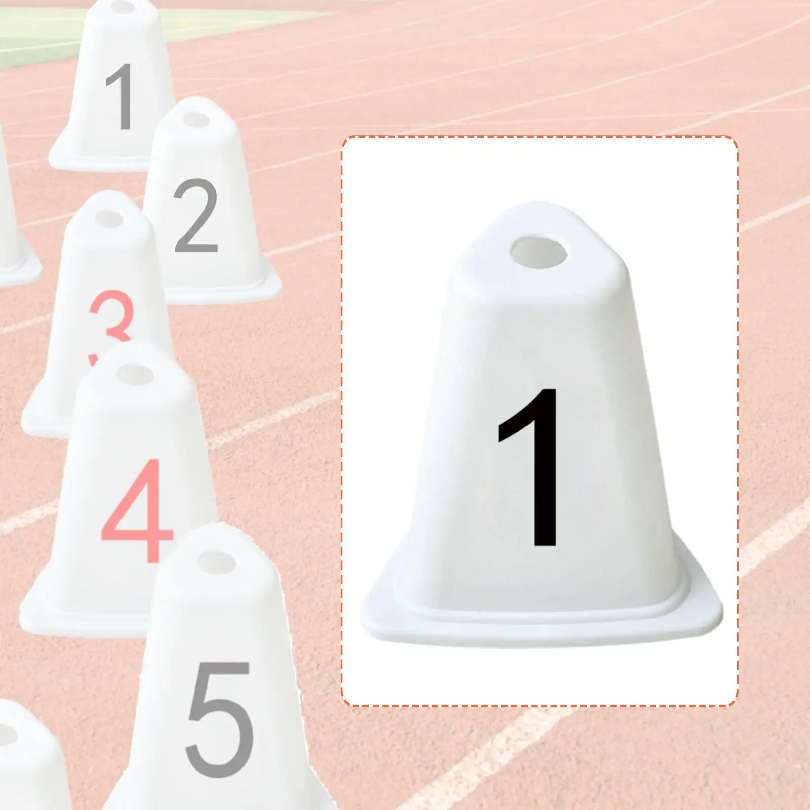 Agility Sign Cone for Sports Training Numbered Lane Track Marker Sturdy ABS Material Athletic Field Organization
