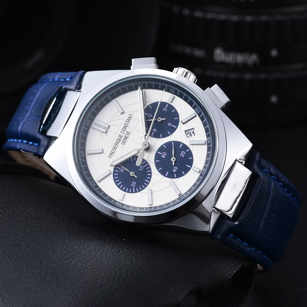 Koleksiyon Sıcak Satış AAA Frederique Constant Marka Saatler Erkekler İçin Çok Fonksiyonlu Otomatik Tarih Kuvars Kol Saati AAA Erkek Saatleri