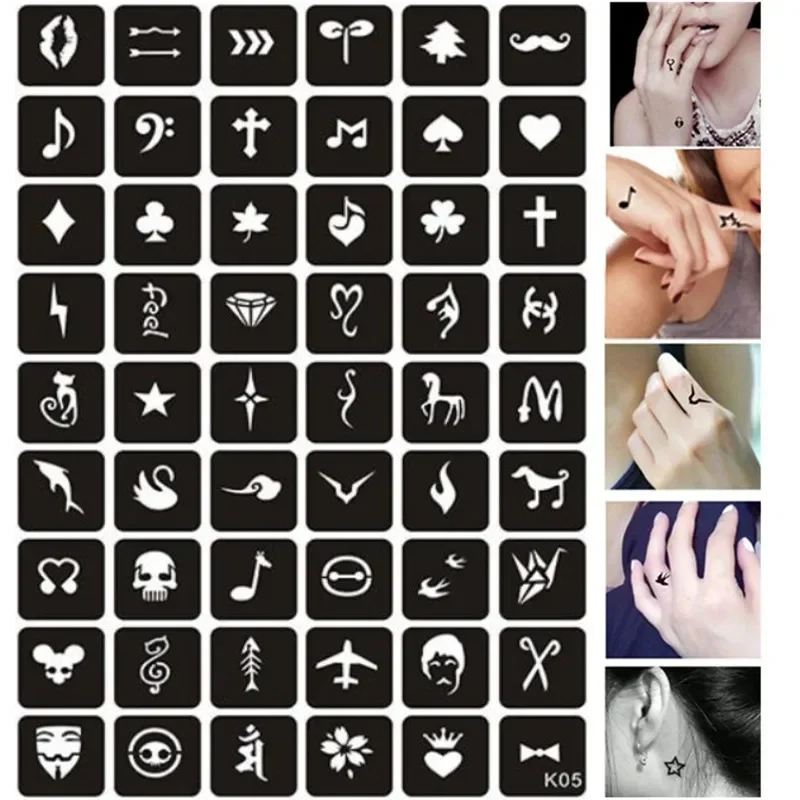 24-314pcs/set  Reusable Airbrush Tattoo Stencils for Finger Hands Body Girl Henna Stencil Templates Diy Glitter Tattoo Stencils