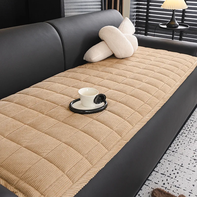 Classic Plaid Pattern Sofa Cover Non-Slip Seat Cushion Thicken Plush Universal Couch Cushion Sofa Mat for Pet Kids Home Decor