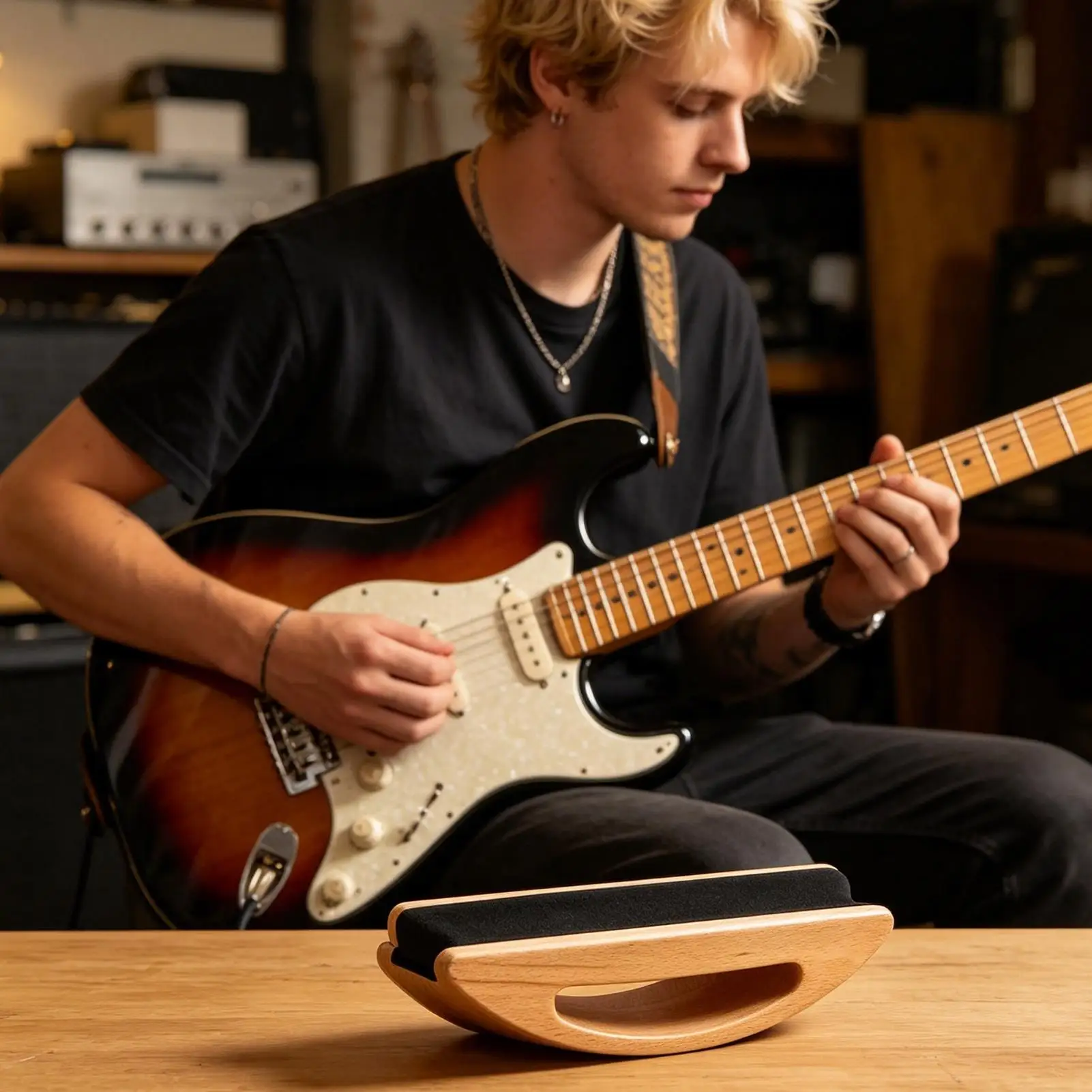 Guitar Neck Rest Cradle String Instrument Stand Block Guitar Neck Cradle Support For Bench Workshop Home Studio Maintenance