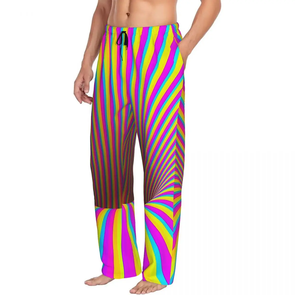 

Custom Grid Wormhole Geometric 3D Vortex Illusion Men Pajama Pants Lounge Sleep Sleepwear Bottoms with Pockets