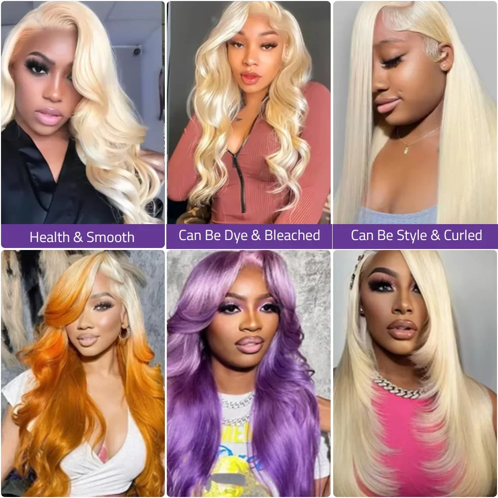 Perruque Lace Closure Wig Body Wave Brésilienne Naturelle, Cheveux Humains, Couleur Miel, Blond 613, 13x6, 36 Pouces, HD, pour Femme Africaine