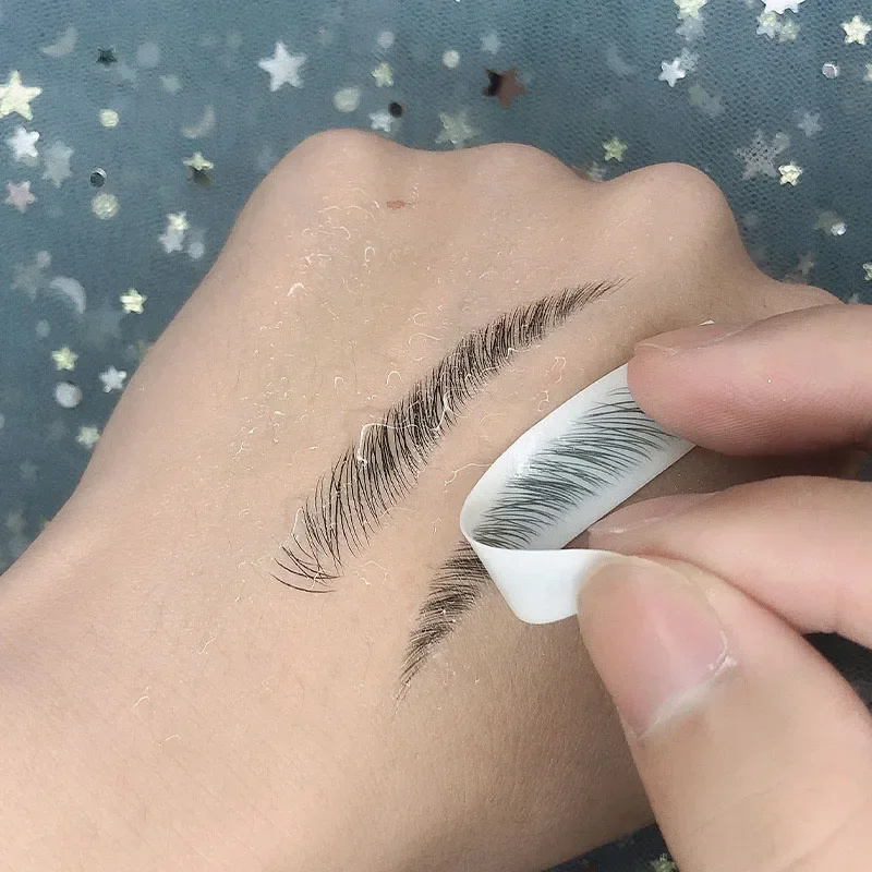 4D Hair-like Eyebrows Waterproof Water Transfer Stickers Makeup Eyebrow Tattoo Sticker Lasting False Eyebrow Patch Stickers