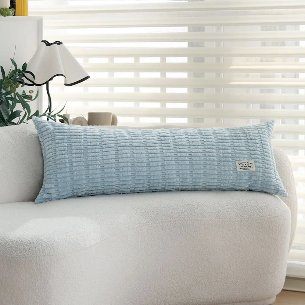 Corduroy Body Pillow Cover 35x90cm Soft Light Blue Long Cushion Case for Sofa Bed Aesthetic Room Decor Decorative Pillows Case