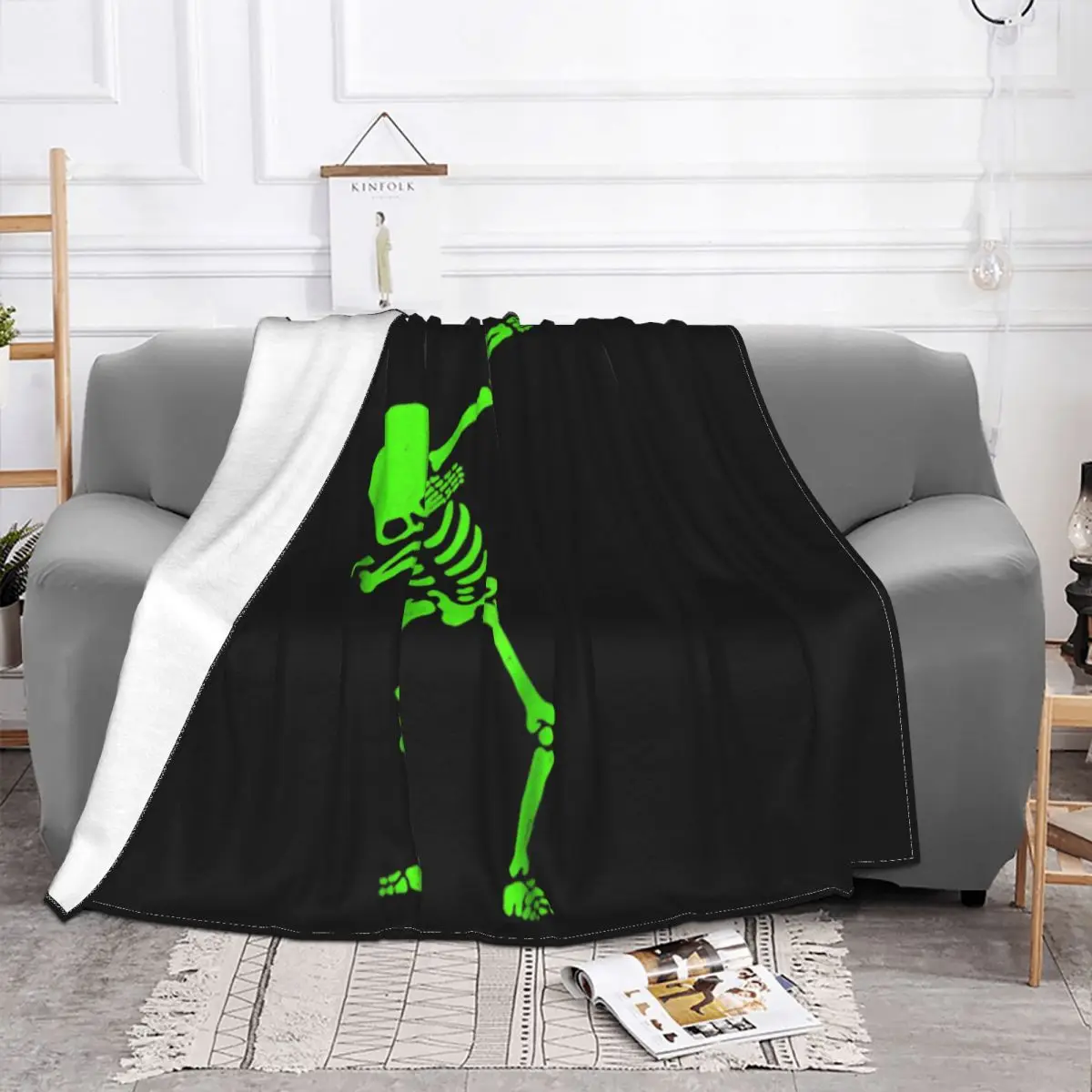 Awesome Dabbing Skeleton Halloween Glow Skeleton Dab Animal Comical Dj Tops Good Quality Dj Throw Blanket