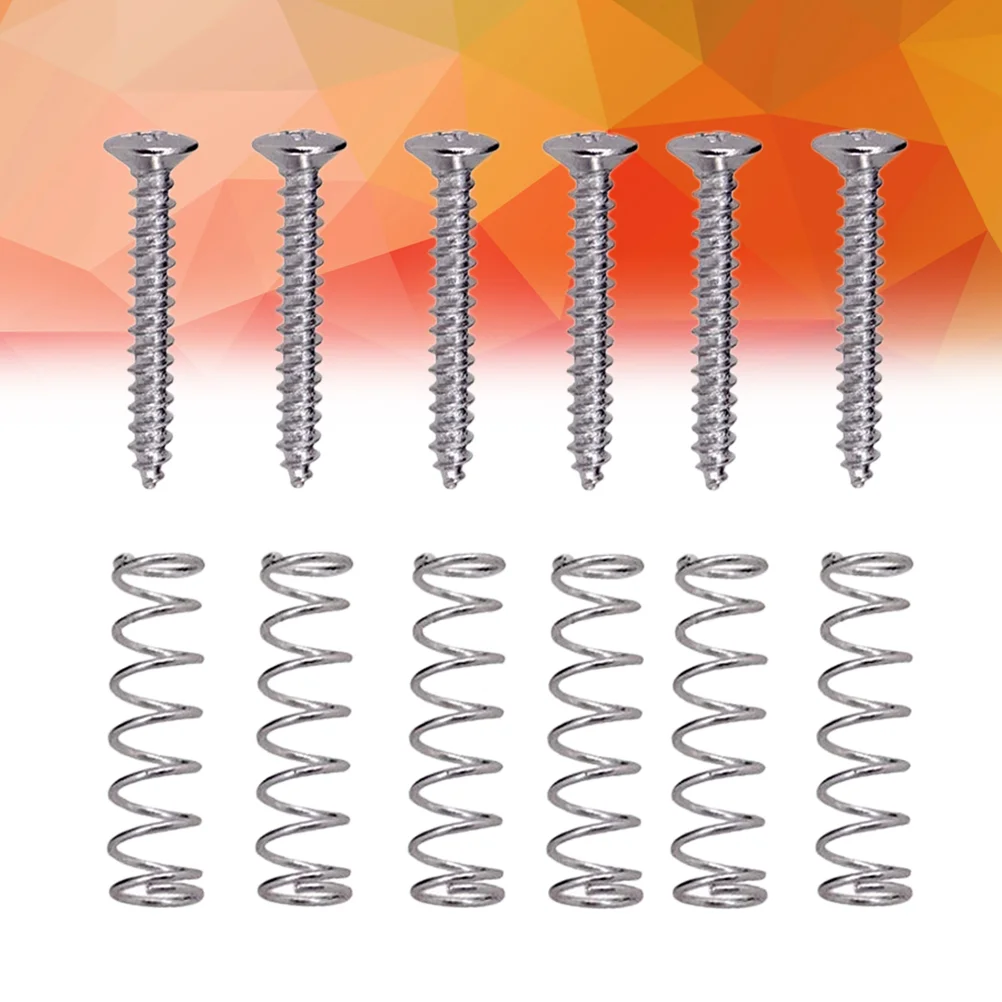 Pack of 6 Electric Guitar Single Coil Pickup Screws with Springs (Silver) pickup screws guitar pickup screws and springs