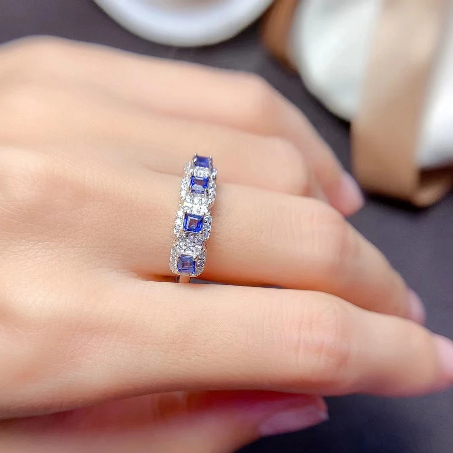 

925 Silver New Design Silver Sapphire Ring 3mm Natural Blue Sapphire Silver Ring September Birthstone Ring