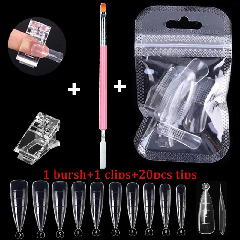 Nail Art Acrylic Nail Tips Full Set Fake Finger UV Gel Polish Quick Fake Nail Tips Manicure Tools Nail Art DIY Tool Kit