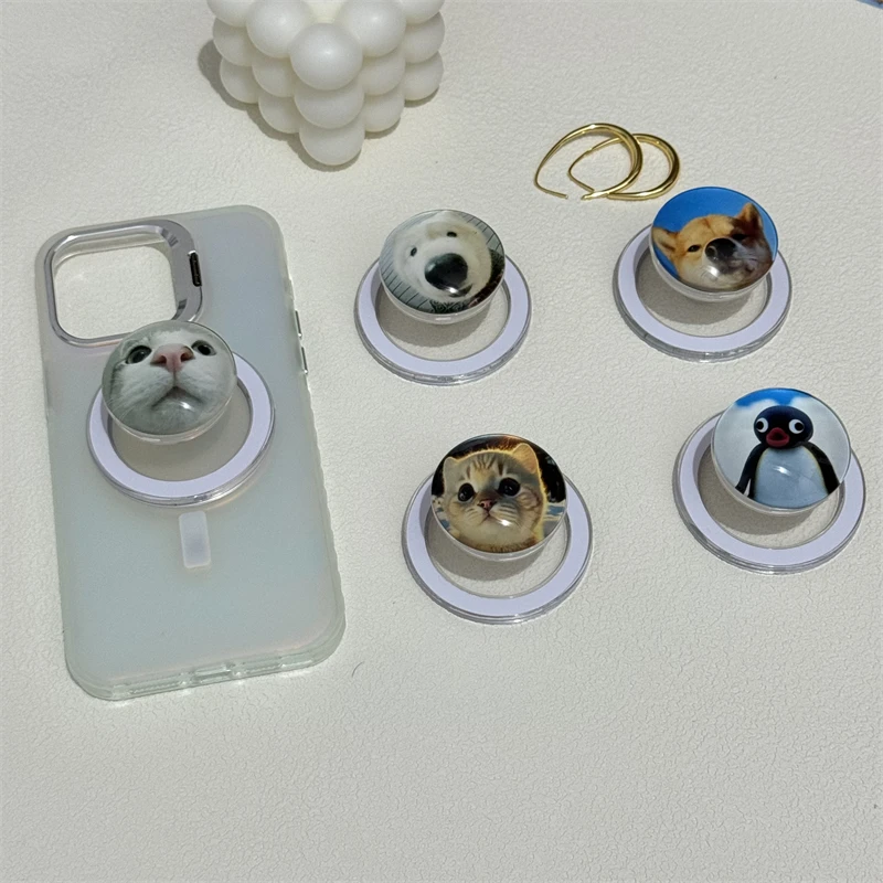 

Стеклянный медведь для Magsafe, магнитная ручка для телефона, подставка Tok Griptok для iPhone, забавный складной держатель для беспроводной зарядки