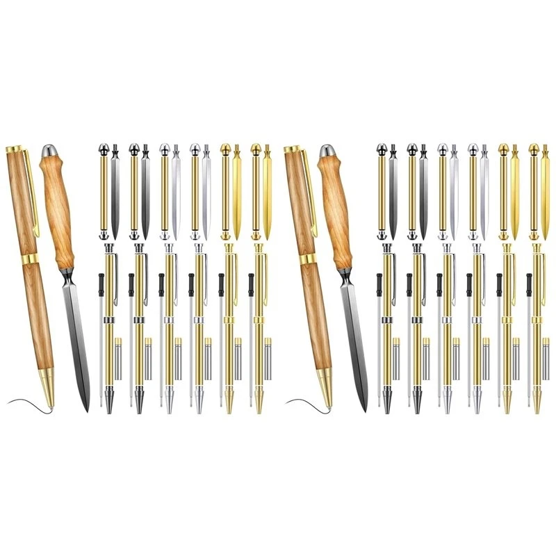 AT51 24X Letter Opener Kit And Pen Kits For Woodturning Project 7Mm Envelope Slitter Paper Mail Opener Tool Knives Turning