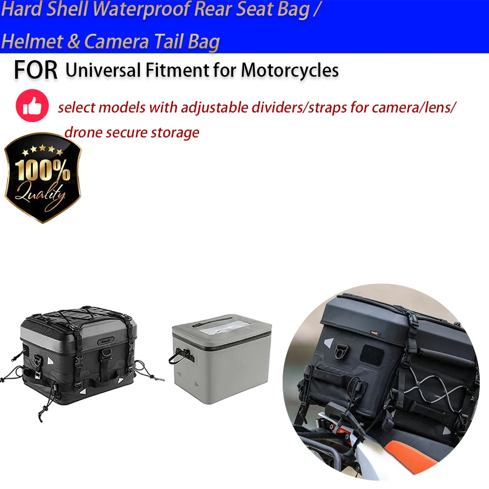 For Motorcycle Hard Shell Waterproof Tail Bag Helmet Backpack Camera Storage No-Drill Accesorios Moto