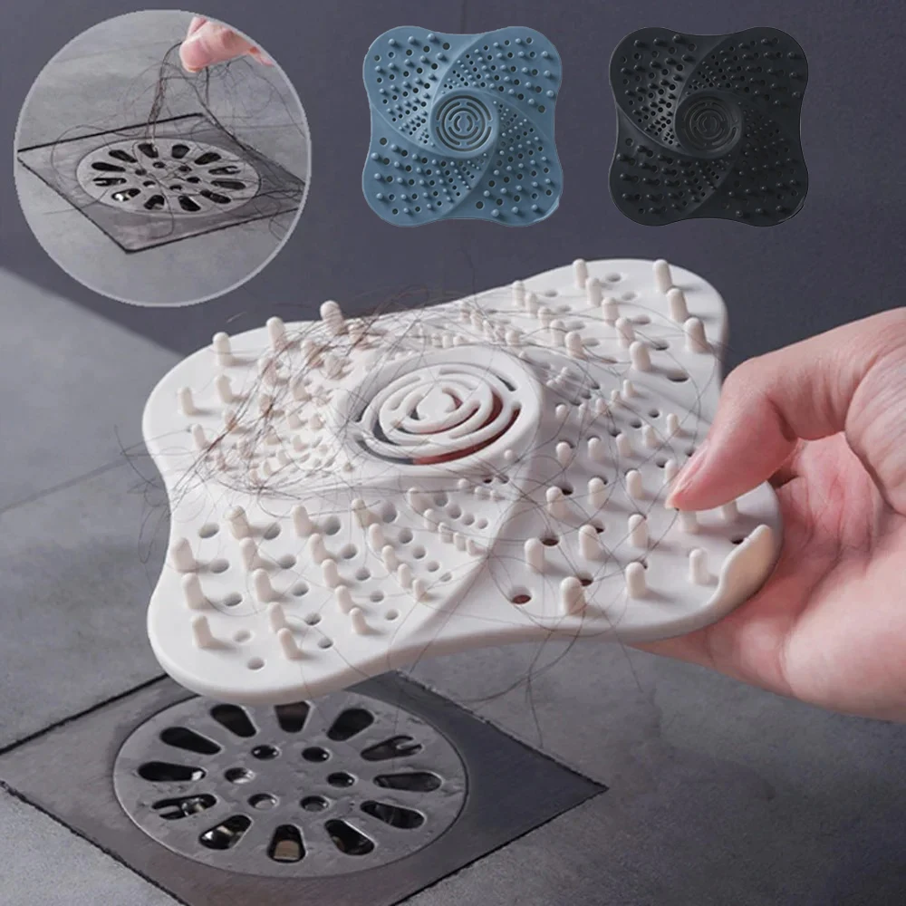 

Anti-Clog Shower Drain Cover with Suction Cup Reusable Silicone Hair Catcher for Bathroom Sink Strainer Floor Drain Filter Grate