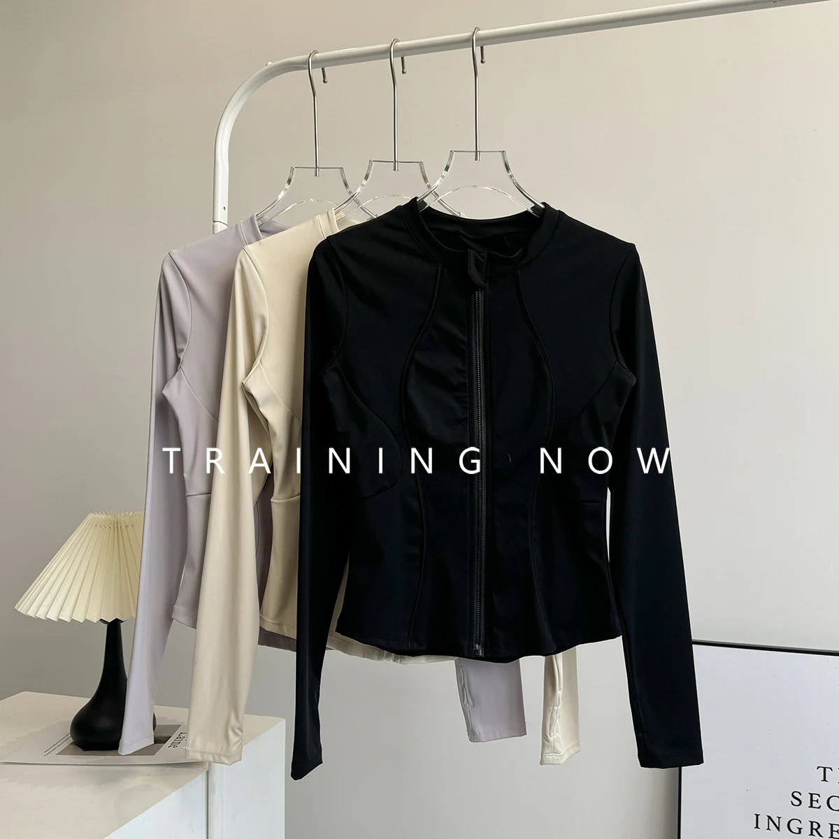 

Fitness jacket for women in autumn and winter outdoor running breathable yoga clothes high-value slim fit Pilates sports top