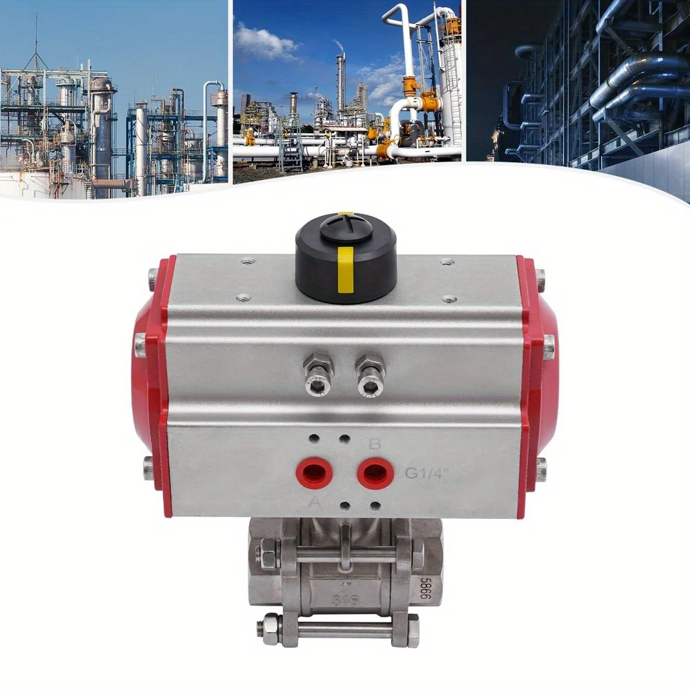 

Pneumatic Stainless Steel Ball Valve - Spring Return Single Acting Air Actuated, Industrial Grade for Water/Gas/Oil,