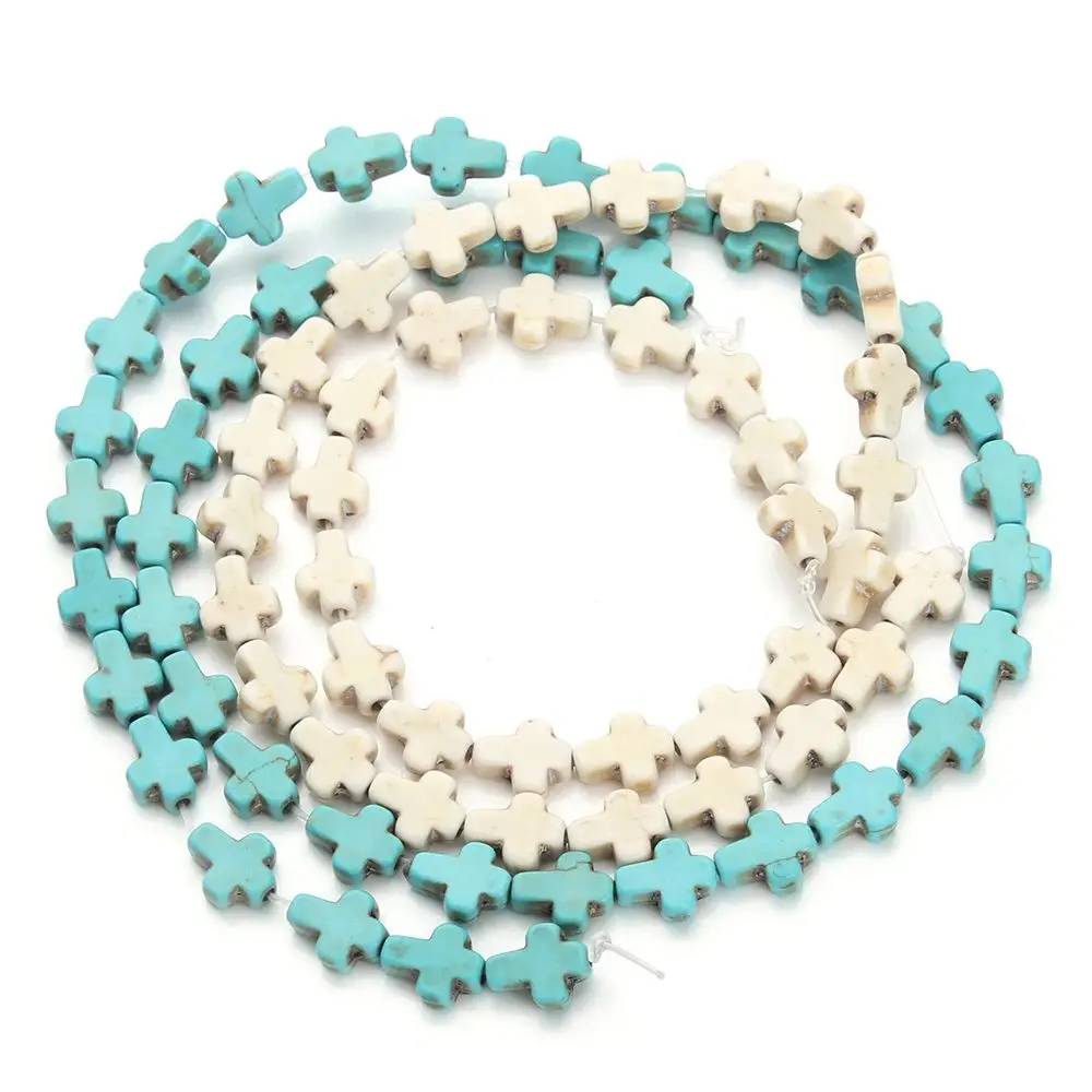 Blue/White Turquoise Natural Stone Beads Loose Spacer Cross Shape Beads For Jewelry Making DIY Bracelet Necklace Accessory