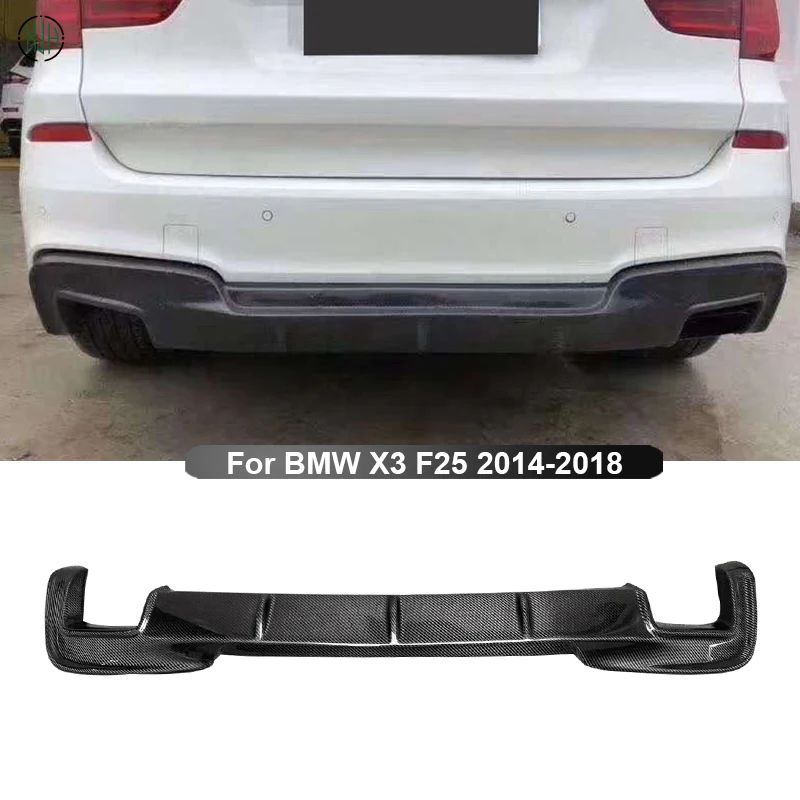 For BMW X3 F25 2014-2018 Carbon Fiber Car Rear Bumper Lip Diffuser Spoiler Parts MP style Upgrade Body kit