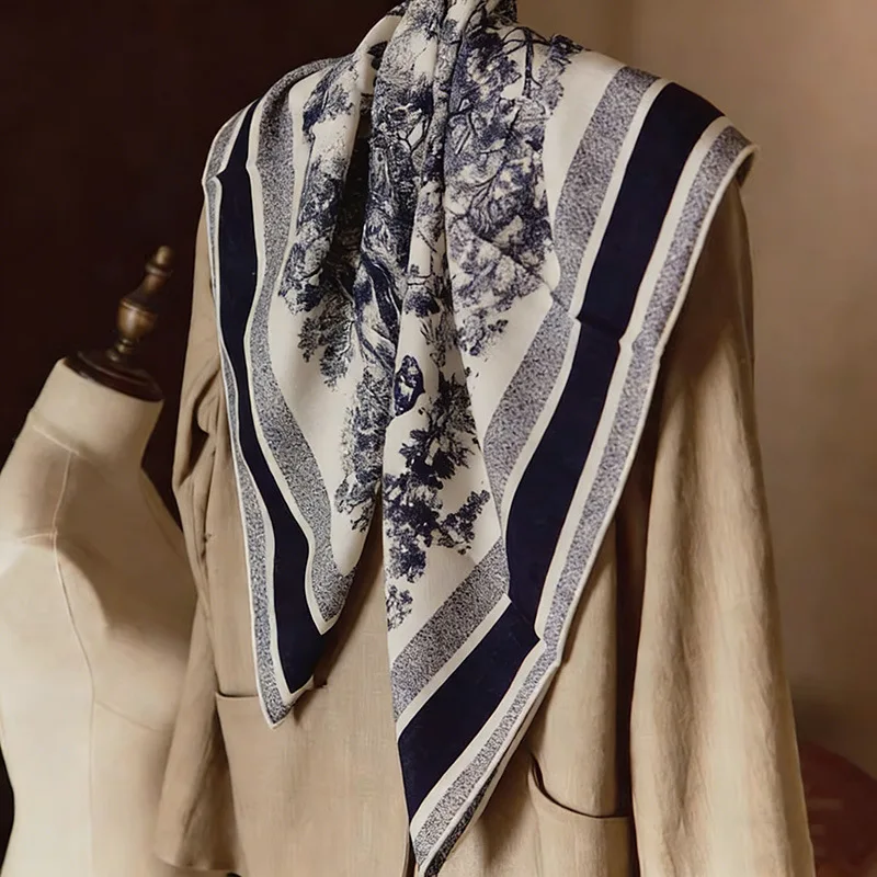 

2026 Brand Luxury Scarf for Women Spring 70% Wool 30% Silk Neck Warmer Silk Wool Elegant Women Shawls Muffler Ladies