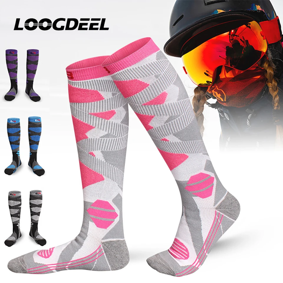 

Loogdeel 1 пара лыжных носков для футбола, пешего туризма, катания на лыжах, спортивные чулки на открытом воздухе, впитывающие пот, амортизирующие утолщенные носки-полотенца