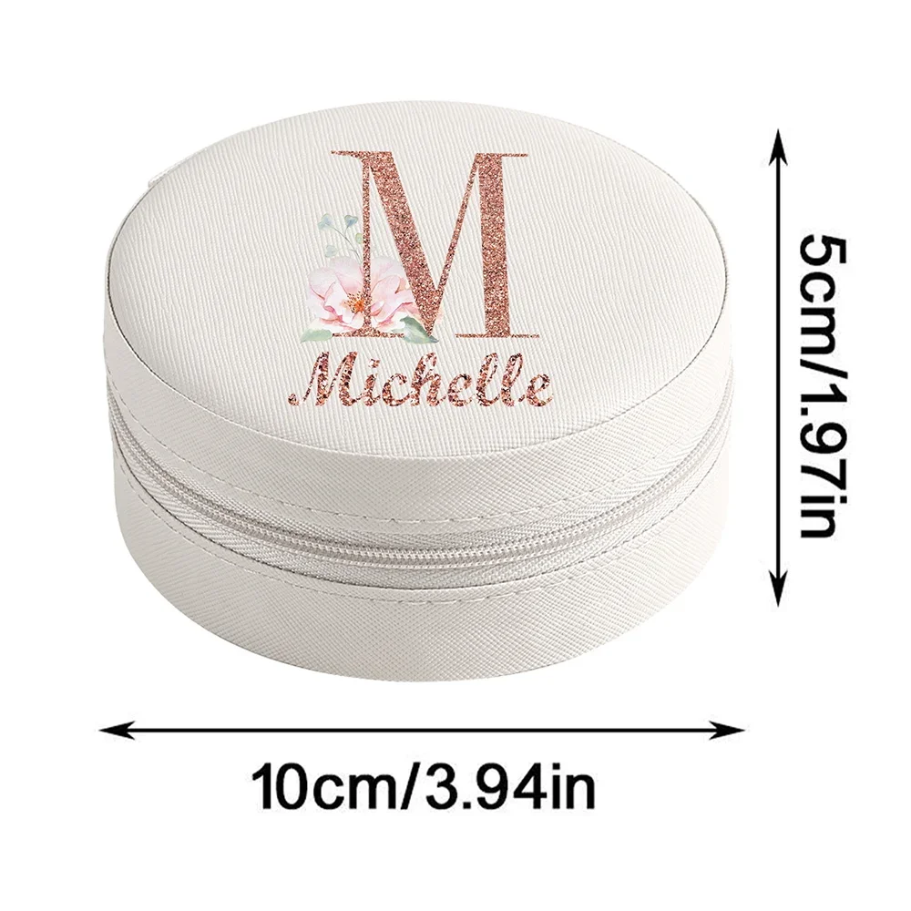 Customized Name PU Jewelry Case Women Travel Organizer Box Jewel Storage Holder Earring Necklace Bracelet Personalized Container