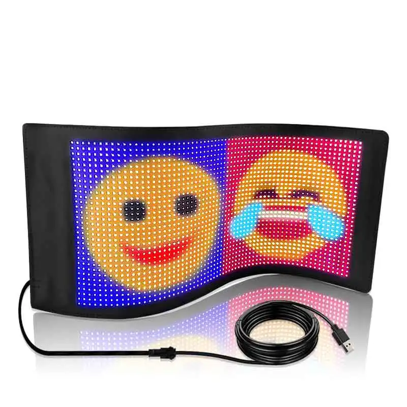 Letrero de pantalla LED para coche, tablero de mensajes programable con aplicación Bluetooth, plegable, RGB, suave, para ventana trasera, luz publicitaria