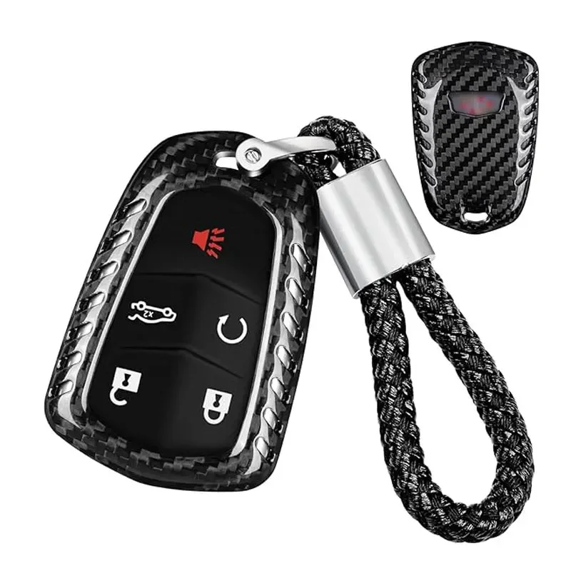 

Real Carbon Fiber Key Fob Cover Shell Protector Case For Cadillac Escalade XTS XT4 XT5 XT6 CT6 CTS ATS 4/5/6 Buttons 2015-2023