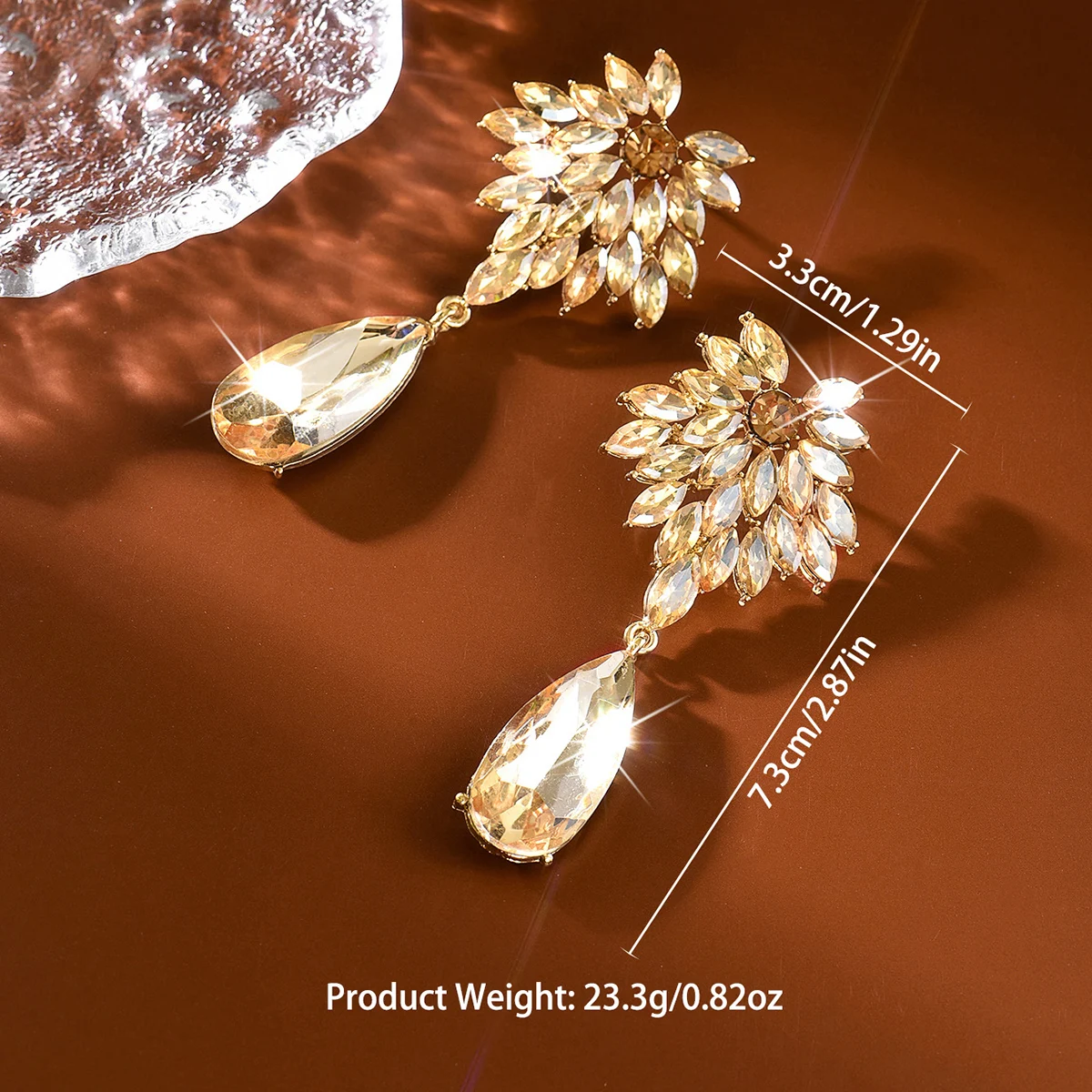 Brilliant Red Marquise Floral Teardrop 2PC Earrings For Women Evening Gown Bride Bridesmaid Wedding Party Statement Accessory