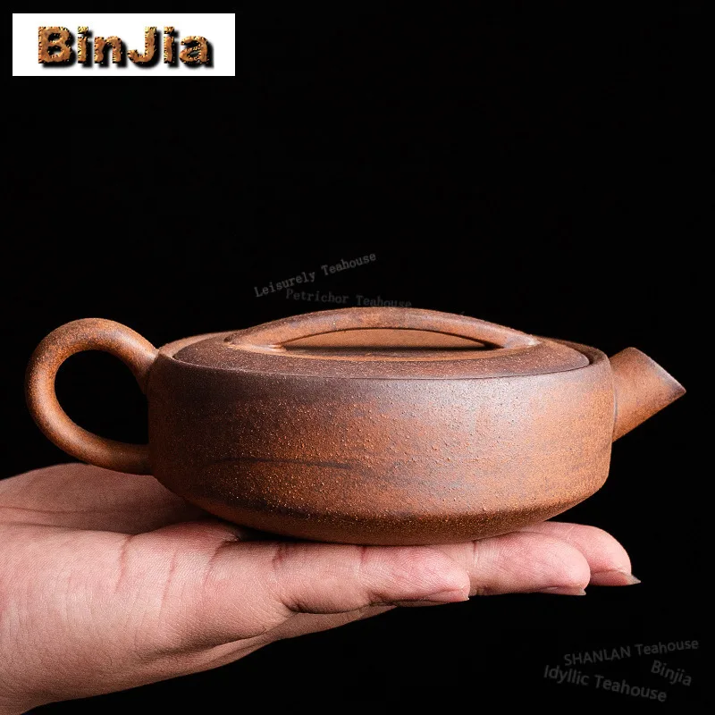 175ml retro Old Rock Clay Big Caliber Teapot Japanese Tea Infuser Pot Tea Maker Kettle with Ball Hole Tea Ceremony Ornaments