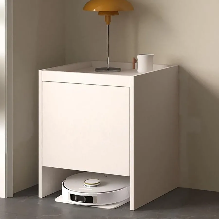 Robot Vacuum Stand Cabinet with Doors and Drawers for Robot Vacuum Cleaner Wood Bathroom Cabinet Side Table for Living Room Hom