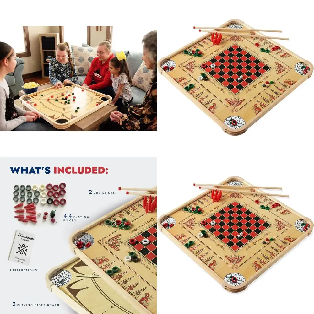 

All-Inclusive Carrom Board Game - Big Family Fun for All Ages - Over 85 Games in One Set