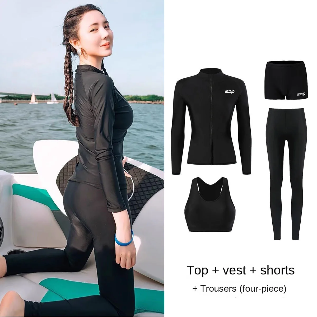 

Woman Swimsuit Tankini Beachwear Women's Beach Cover-Up On The Sea Swimwear Suit Sexy 4 Pieces Long Sleeve Pants UV Protection