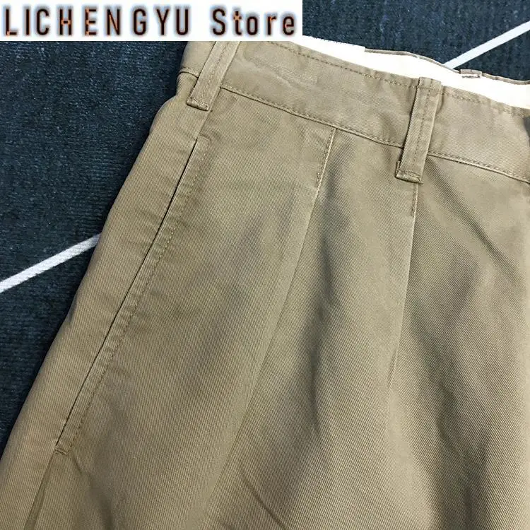 Autumn New American Retro Woven Tapered Cargo Pants Men's Fashion 100% Cotton Washed Old Casual Cityboy Loose Straight Trousers