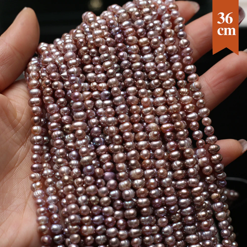 

4-5mm Natural Freshwater Purple Beads Round Pearl Loose Spacer Beaded for Making DIY Jewerly Necklace Bracelet Accessories 36cm