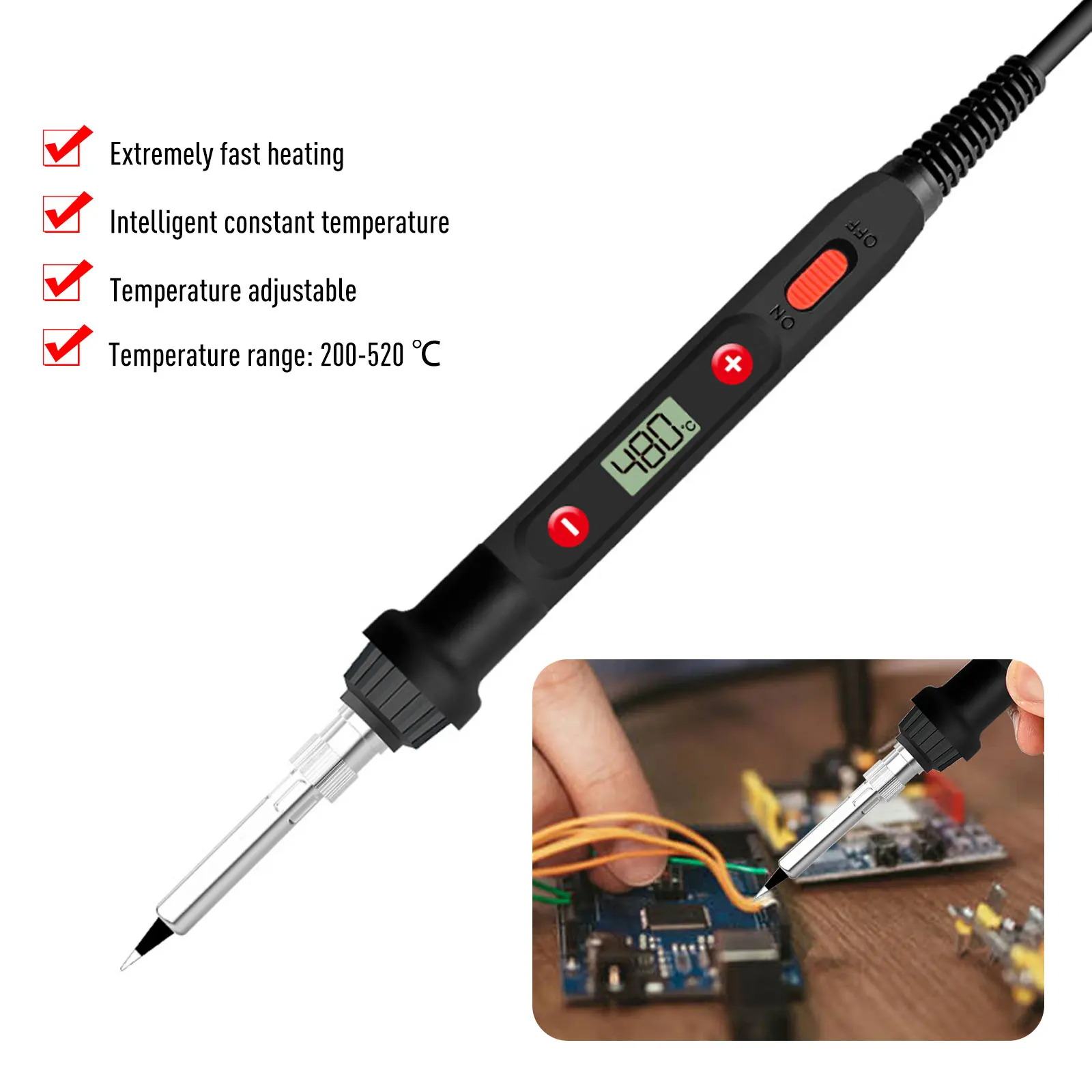 80W  Digital Display Adjustable Constant Temperature Electric Soldering Iron Set Electric Iron Welding Pen Home Repair Tool