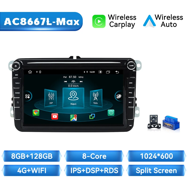 Auto Radiospeler voor VW/Volkswagen/Golf/Passat/b7/b6/Skoda/Seat/Octavia/Polo/Tiguan Android Draadloze Carplay 4G Wifi DSP Stereo