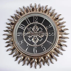 Creative Large Sun Shape Living Room Wall Clock Fashion Mute Bedroom Study Retro Wall Clock