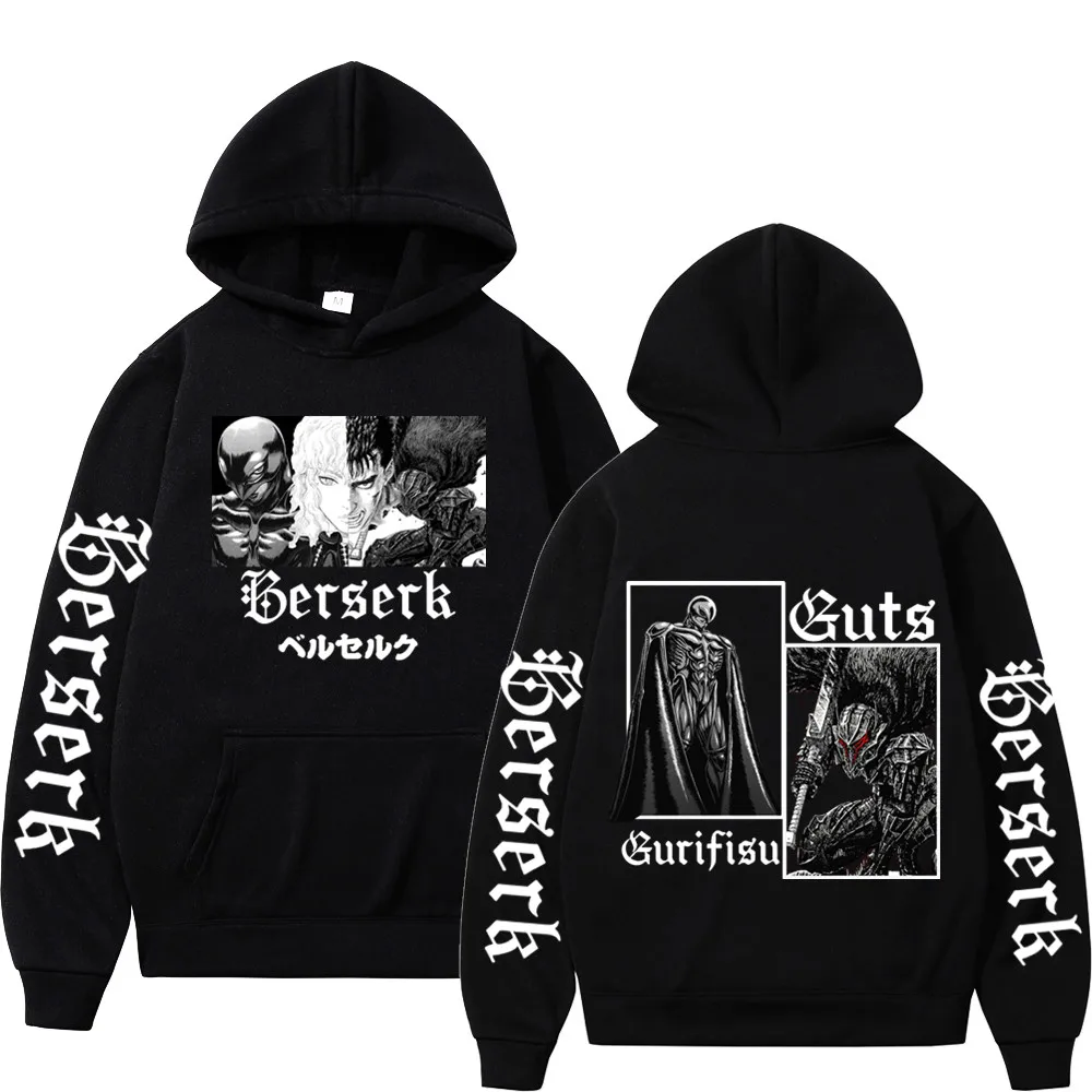 Men's Cartoon Hoodies Berserk Guts Comic Pullover Hoodies Anime Eyes Print Anime Hoodies Streetwear Tops