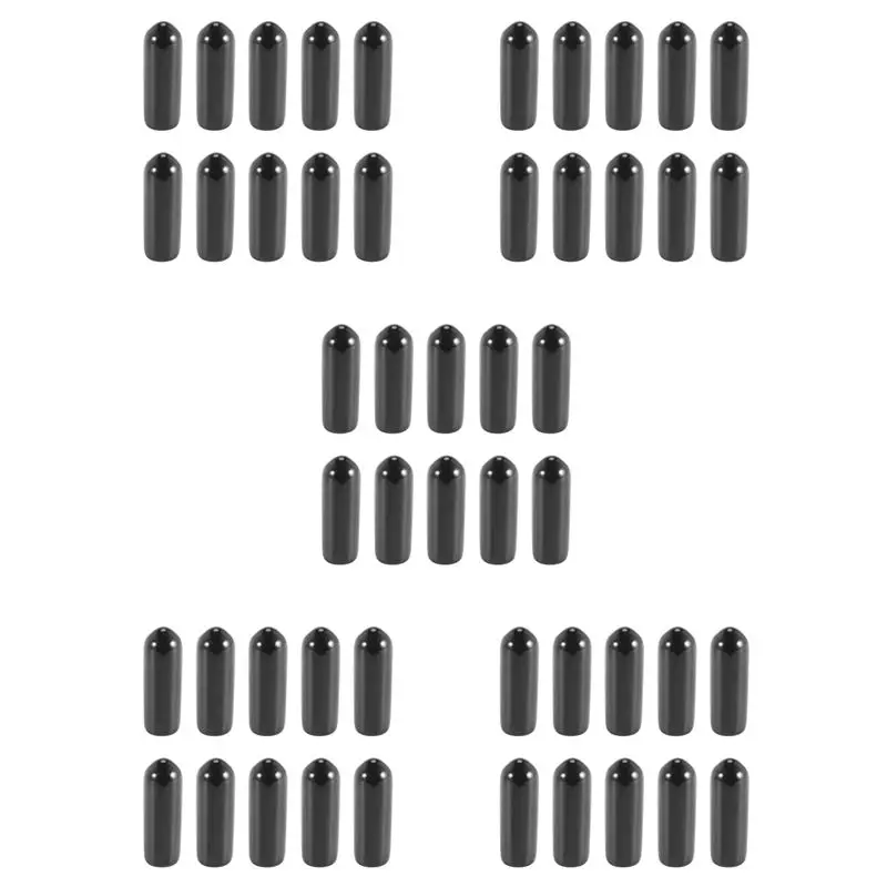 A93E-500Pcs Rubber End Caps 4Mm ID PVC Round Tube Bolt Cap Cover Screw Thread Protectors Black