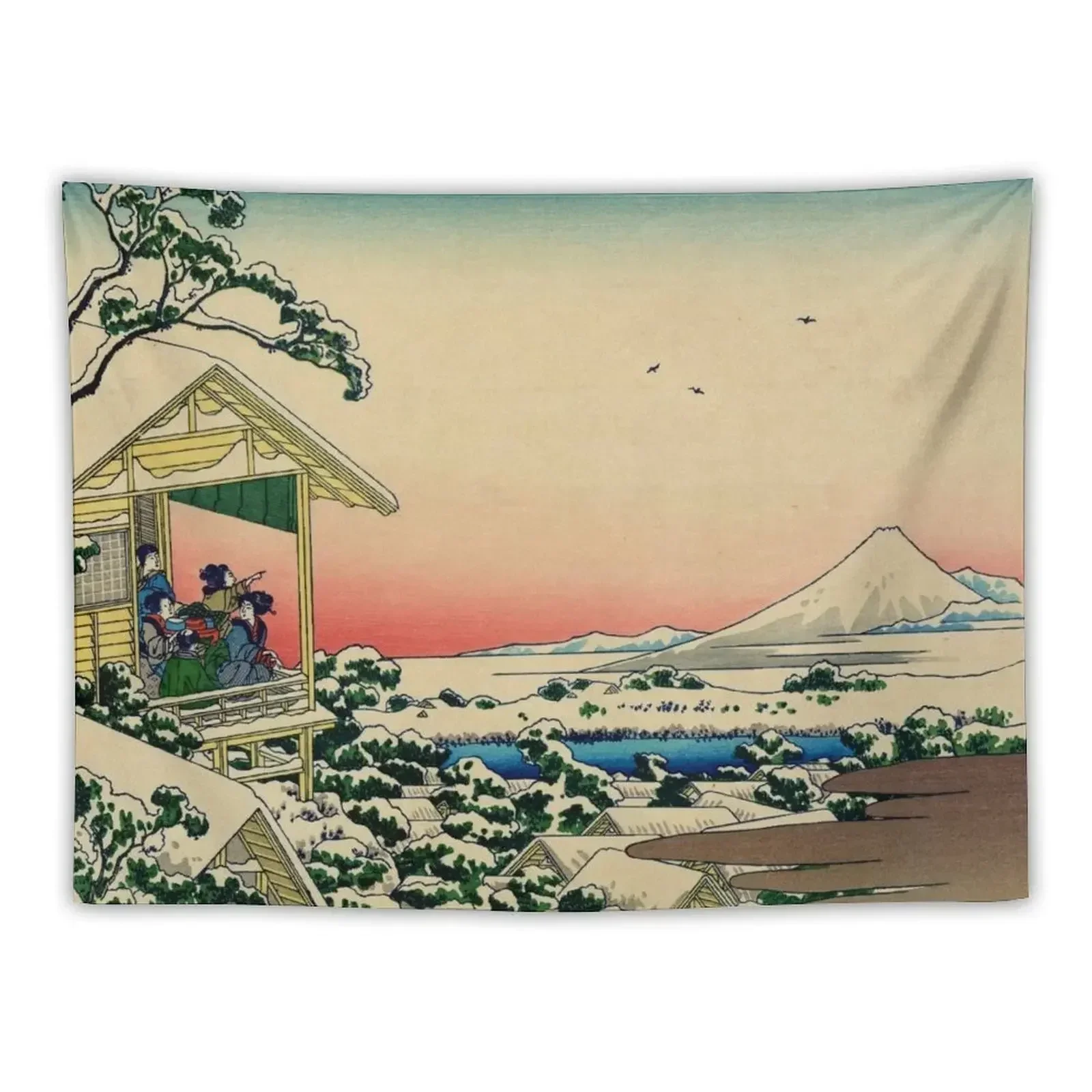 

Teahouse at Koishikawa the morning after a snowfall (Restored Japanese Artwork) Tapestry Aesthetic Room Decor Korean Tapestry
