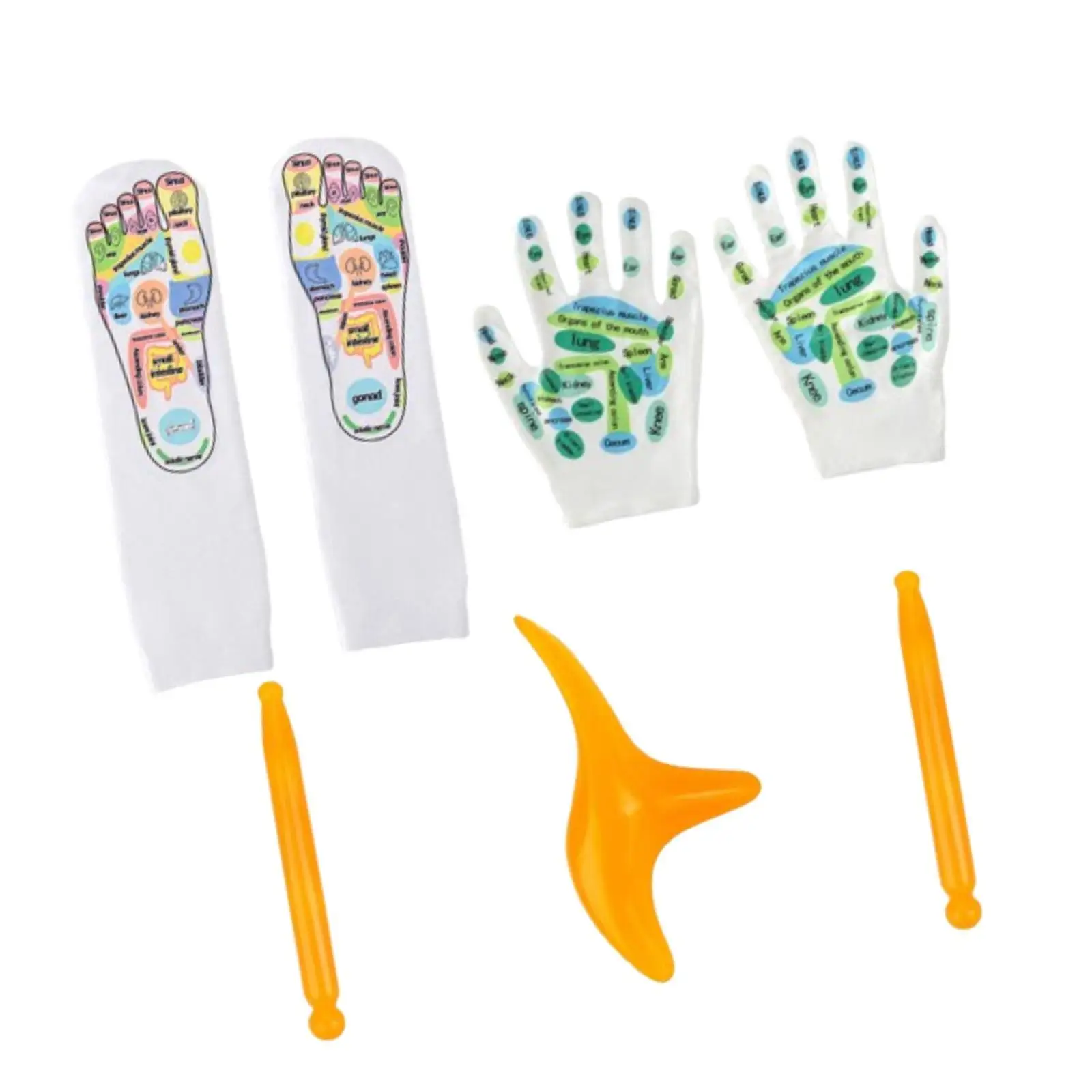 Hand And Foot Massage Set Massage Socks with Zones Marked Five Finger Socks