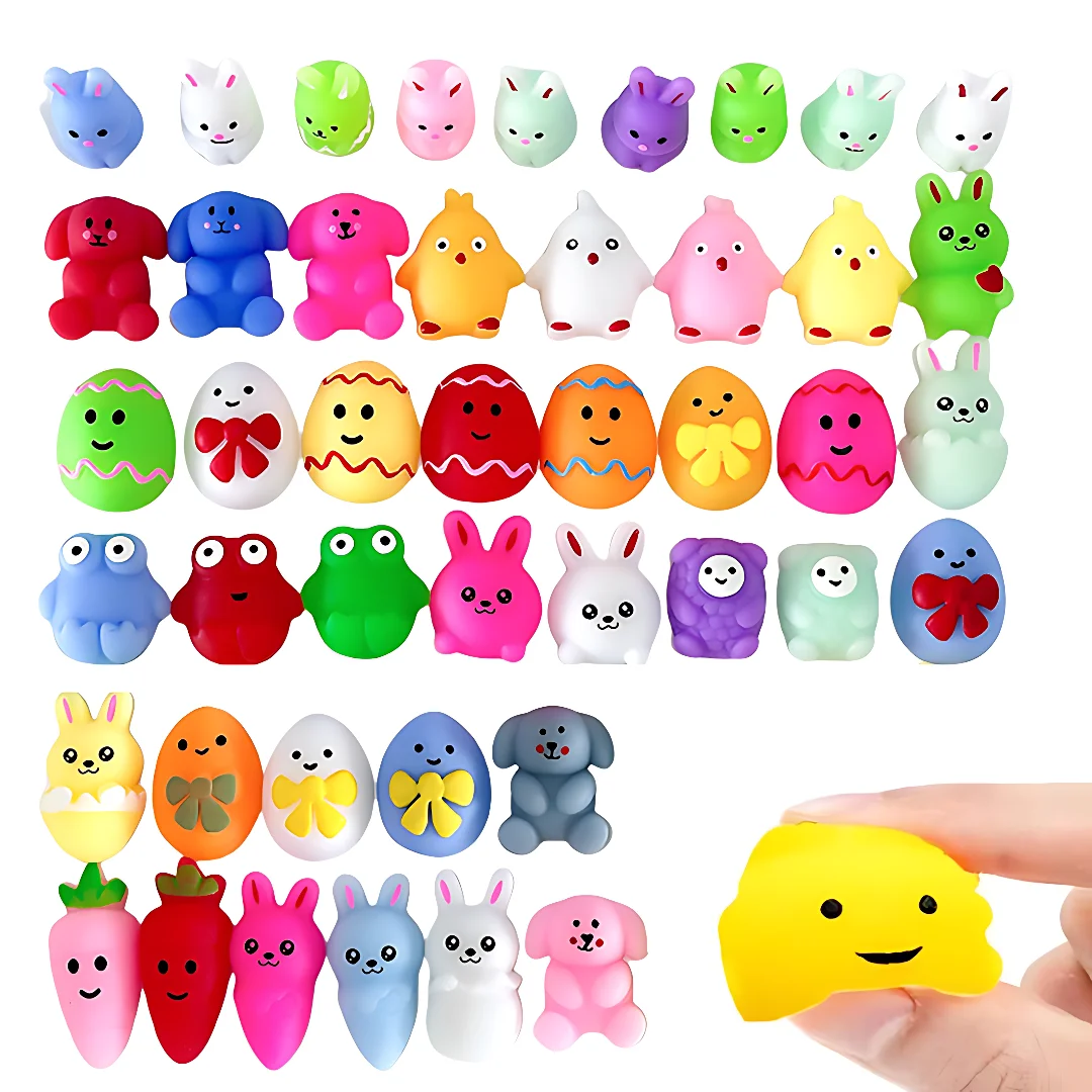 1-100PCS ความเครียดบรรเทาของเล่นอีสเตอร์ Series กระต่ายที่มีสีสัน Donut Pinch นักเรียนและเด็กเล็กของขวัญความเครียดบรรเทาของเล่น