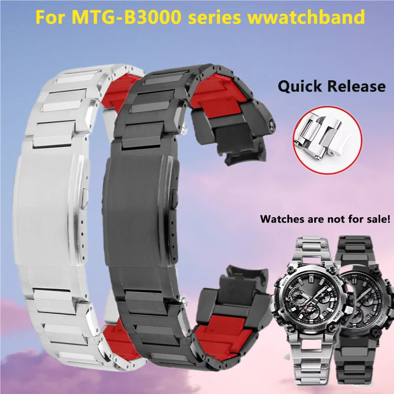 MTG-B3000 modified stainless steel watchband for G-SHOCK Casio 5672 MTG-B3000 series quick release metal strap men's bracelet