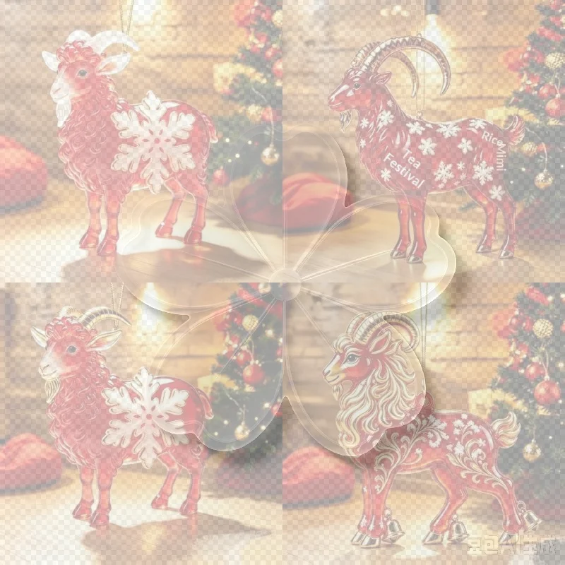 2D Acrylic Chinese Zodiac Goat Hanging Ornament Auspicious Red Gold Design For Spring Festival New Year Home Decoration