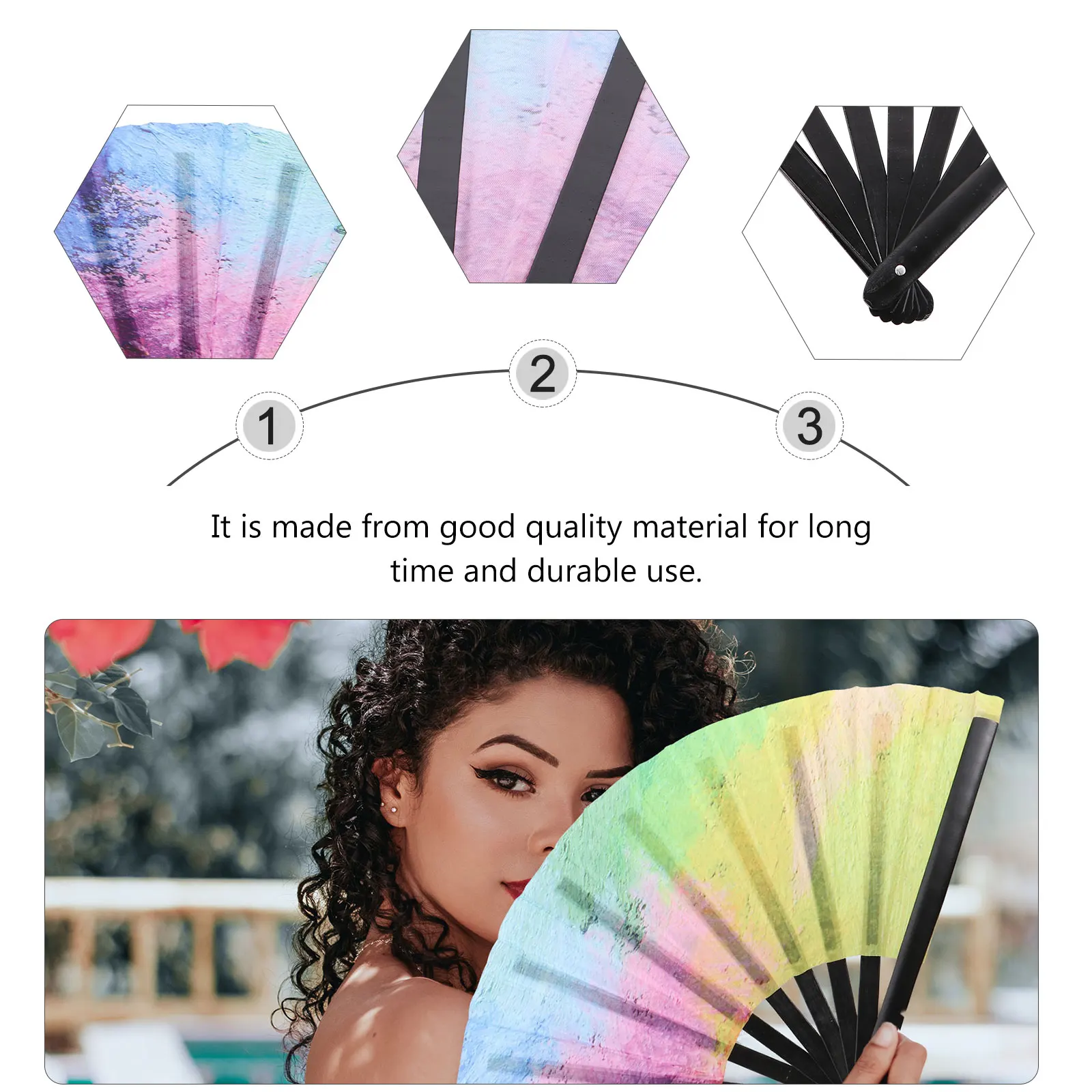Japanese Style Folding Fan Colorful Design Decorative Craft Fan for Summer Weddings Strong Kids Girls H held Foldable