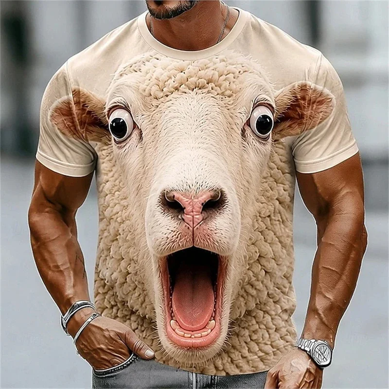 Herren-T-Shirt mit 3D-Druck Lustiger Überraschter Tiergesichter Schnelltrocknend Atmungsaktiv Große Größen Sport Casual Street Fashion Kurzarm – Detail 4