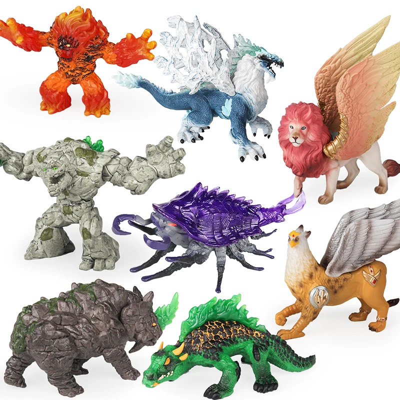 Oenux Cerberus Steinmonster-Modell Löwe Griffin Magma Puppe Eisdrache Dinosaurier Actionfiguren Tierspielzeug-Sammlung Kindergeschenk