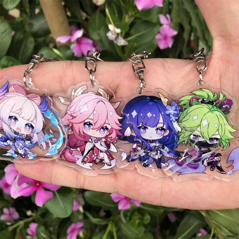 Game Anime Genshin Impact Tartaglia Hu Tao Arataki Itto Scaramouche Keychain Accessories Key Chain Pendant Cartoon Badge image 5