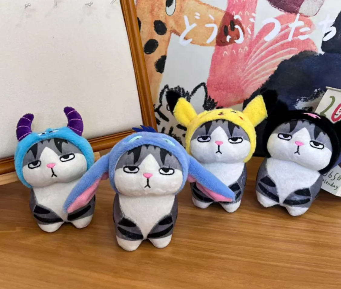 20pcs/lot 12cm New Style cartoon Cat Plush Doll keyring Dress-up Cat Plush Toy Keychain Couple Backpack Charm Gift