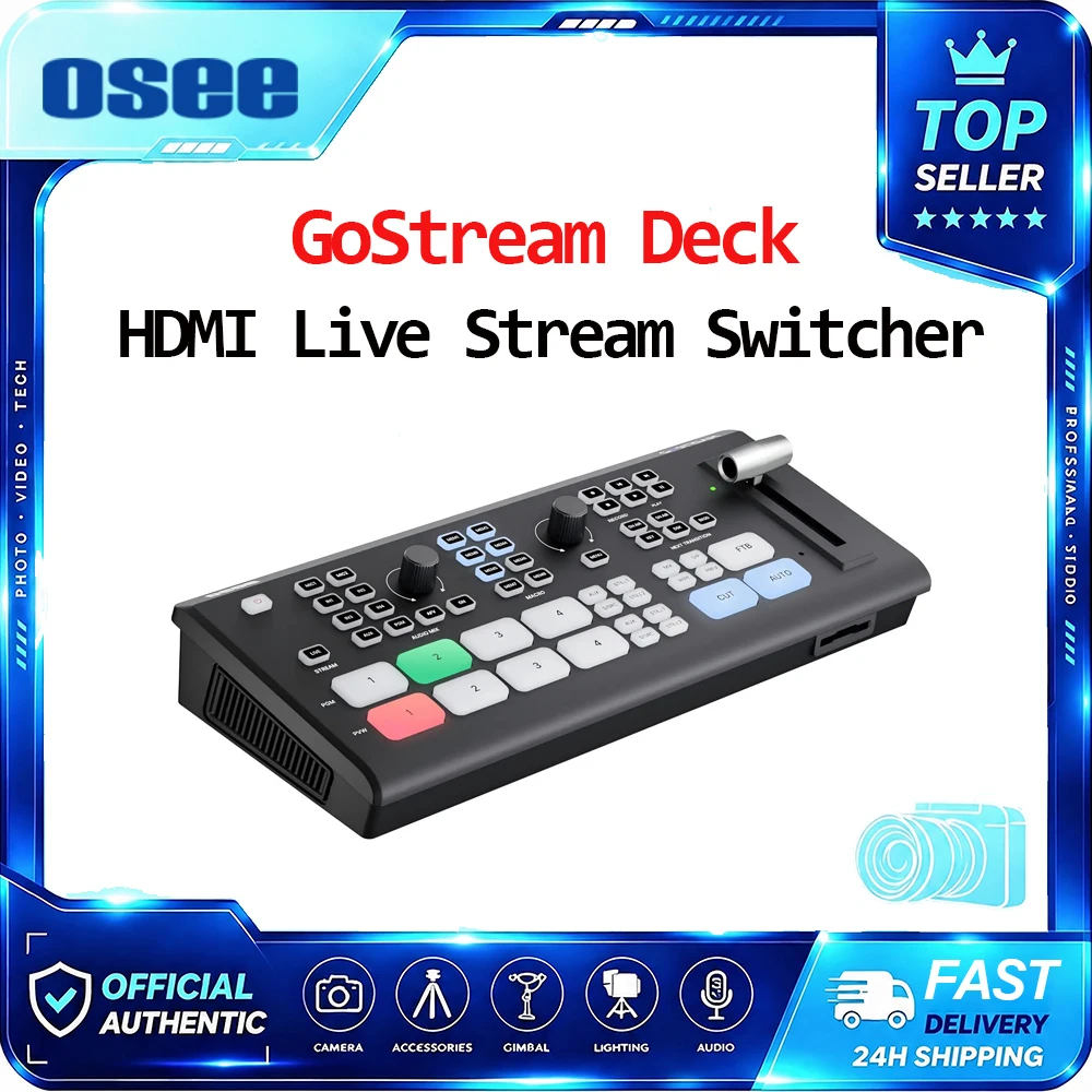 OSEE GoStream Deck Recording Video Switcher 4-Ch HDMI with USB Video Capture Live Promotion & Playback For Live Streaming Mixer
